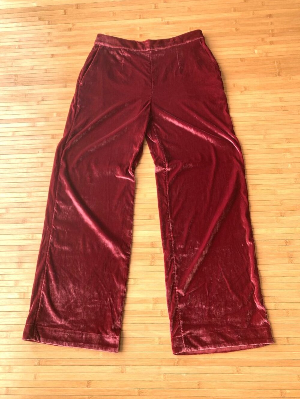 Soft Surroundings Aria Velvet Wide Leg Pants Flowy Womens Small S Cabernet